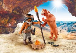 *** PLAYMOBIL - HOMME DES CAVERNES AVEC TIGRE À DENTS #9442